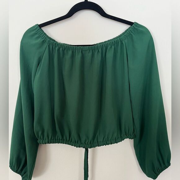 Aritzia, Wilfred bottle green, off shoulder, long sleeve blouse, elastic lines,S - Picture 7 of 7